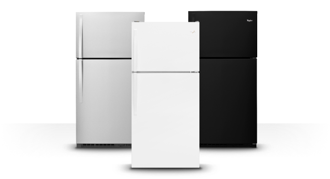 Whirlpool® top-freezer refrigerator.
