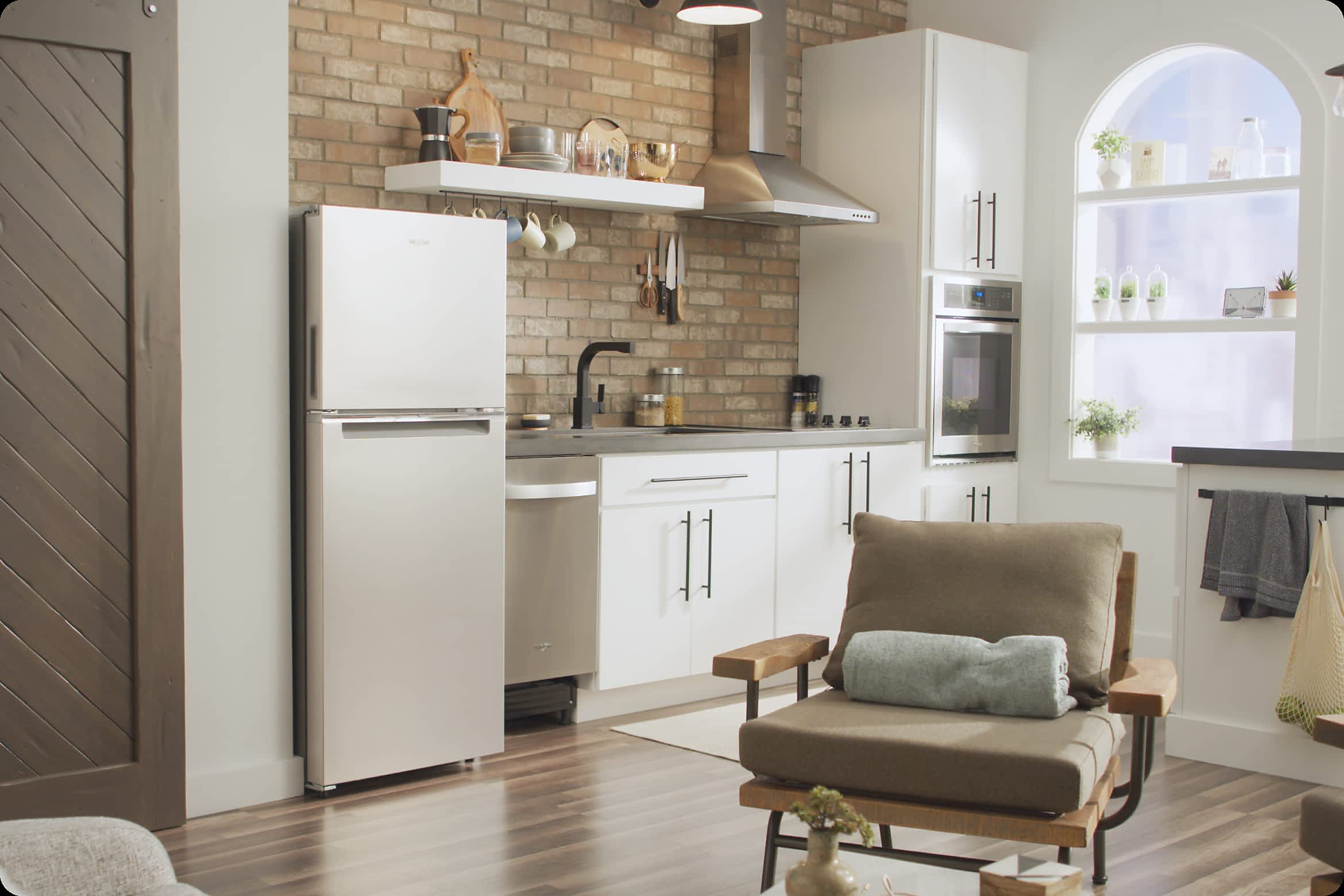 An apartment kitchen full of Whirlpool® Appliances