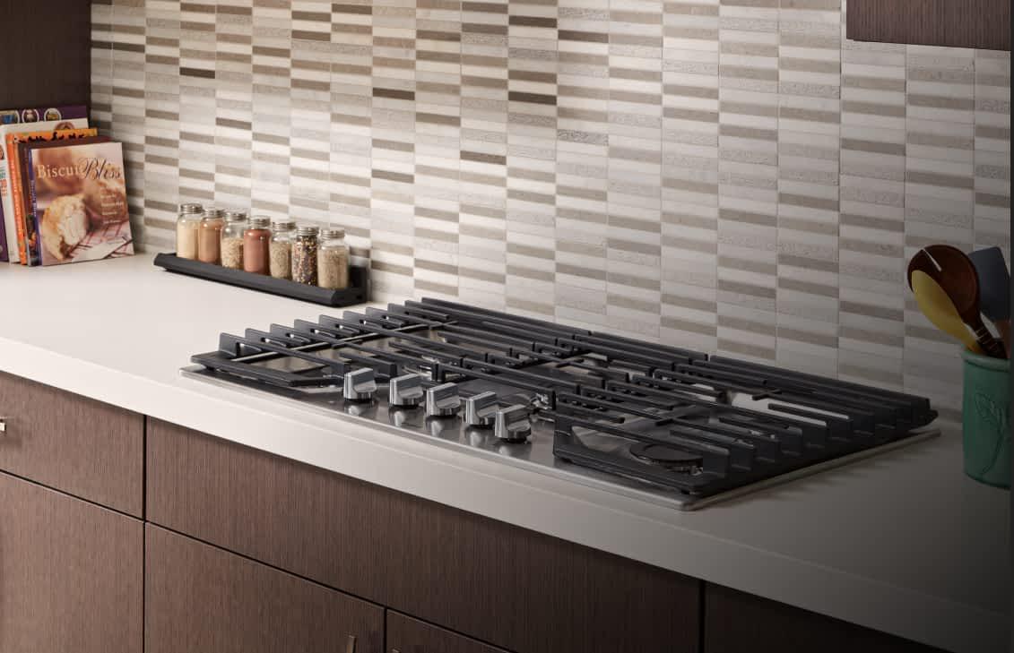 A Whirlpool® Cooktop in a modern kitchen