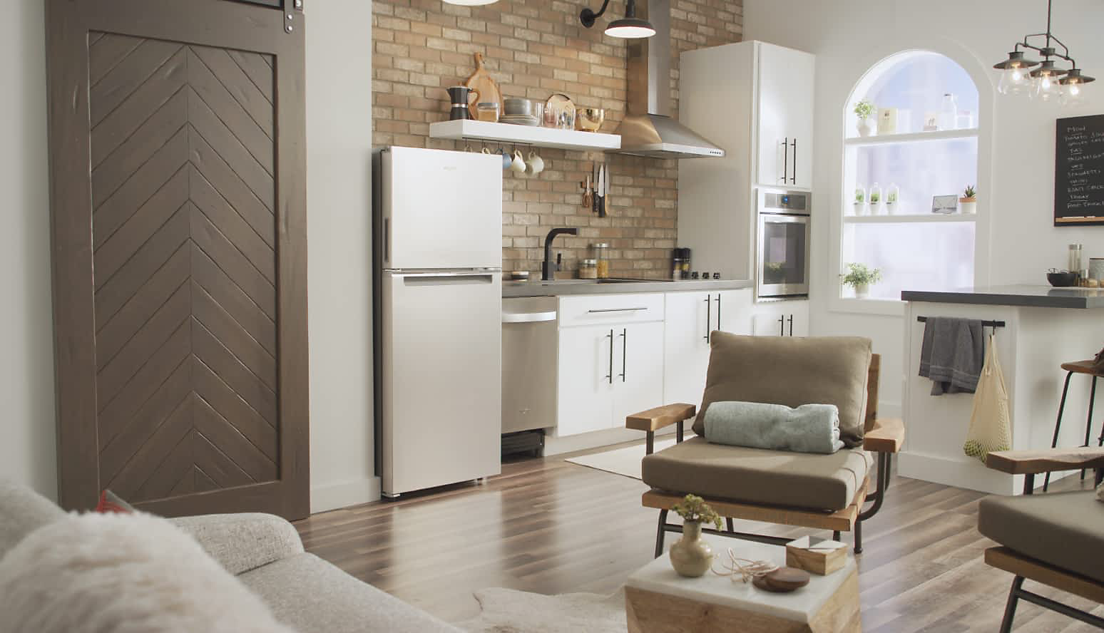 An apartment kitchen full of Whirlpool® Appliances