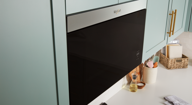 Closeup of a Whirlpool® Flush Built-In Over-the-Range Microwave