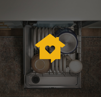 A graphic showing the bottom rack of a dishwasher with the home heartbeat blog logo