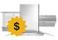 Three Whirlpool® Vent Hoods with a dollar sign icon