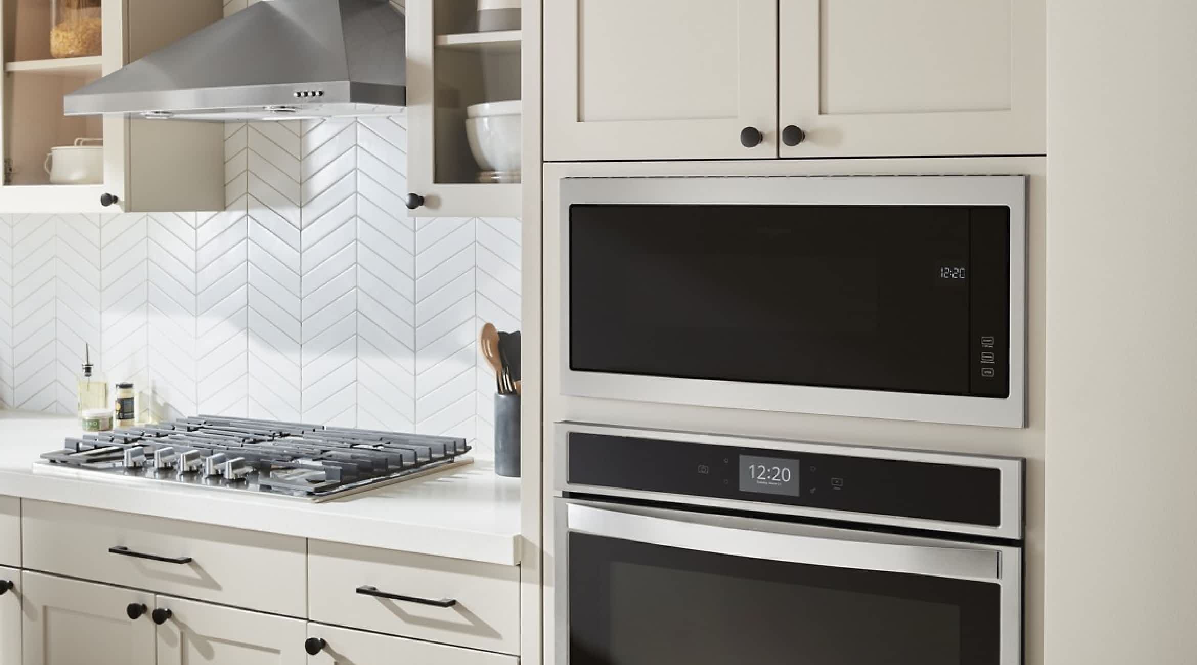 A Whirlpool® Built-In Microwave in a modern kitchen