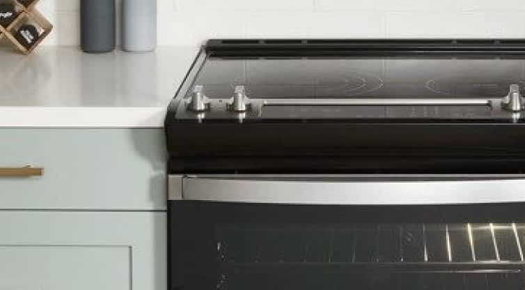 A Whirlpool® Range with Air Fry Mode in a modern kitchen