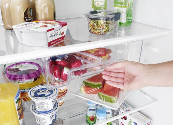 The Flexi-Slide™ Bins in a Whirlpool® Refrigerator
