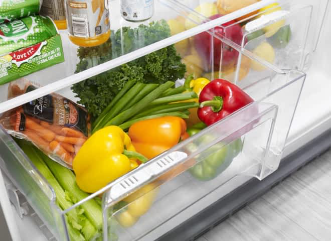 The Humidity-Controlled Crisper Drawer in a Whirlpool® Refrigerator