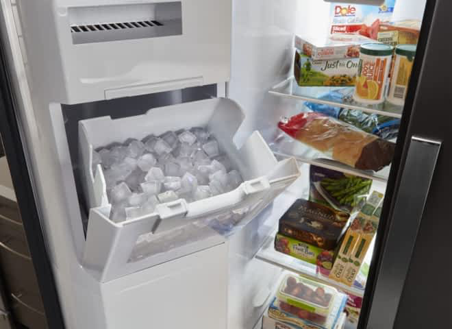 The In-Door-Ice® Storage bin of a Whirlpool® Refrigerator