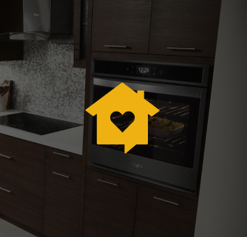 A Whirlpool® Single Wall Oven with the home heartbeat blog logo
