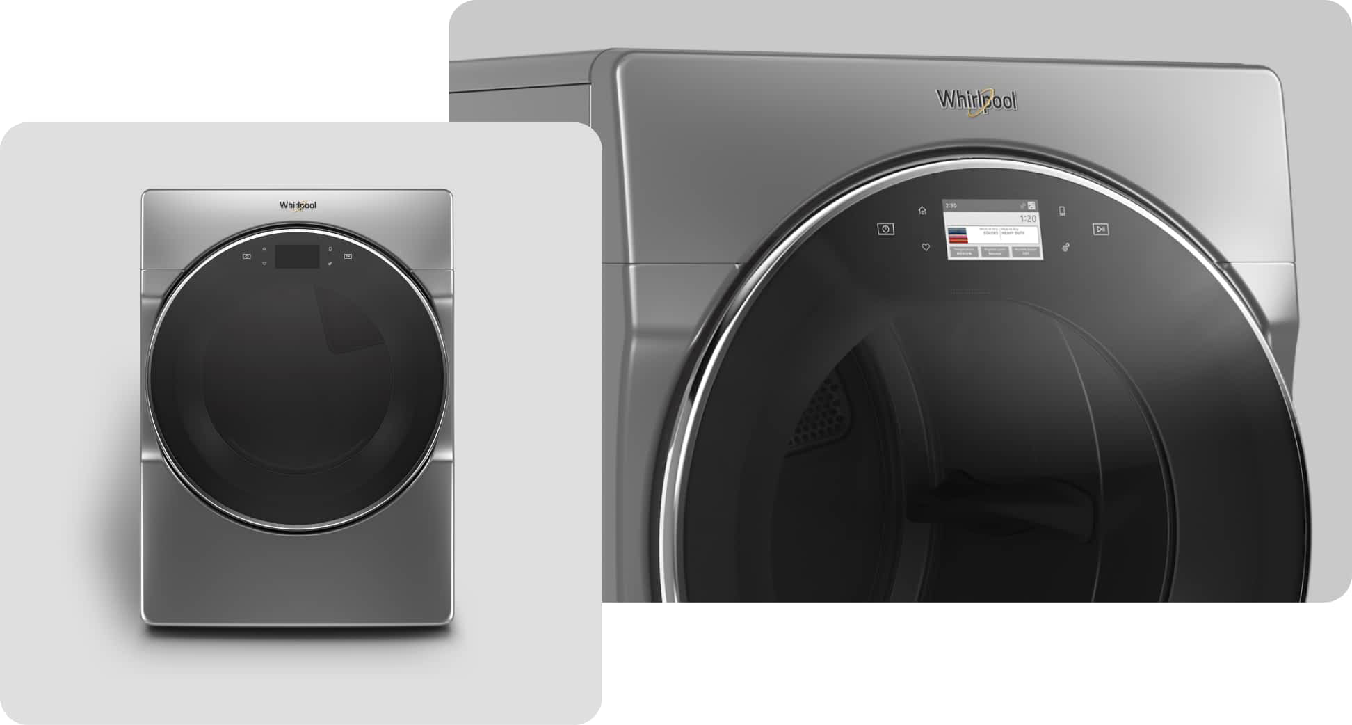 A Whirlpool® Dryer with a Chrome Shadow Finish