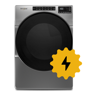 A Whirlpool® Dryer with an lightning bolt icon