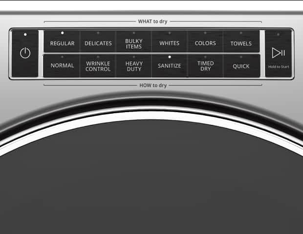 The control panel on a Whirlpool® Dryer
