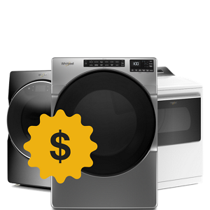 A Whirlpool® Dryer with a dollar sign icon