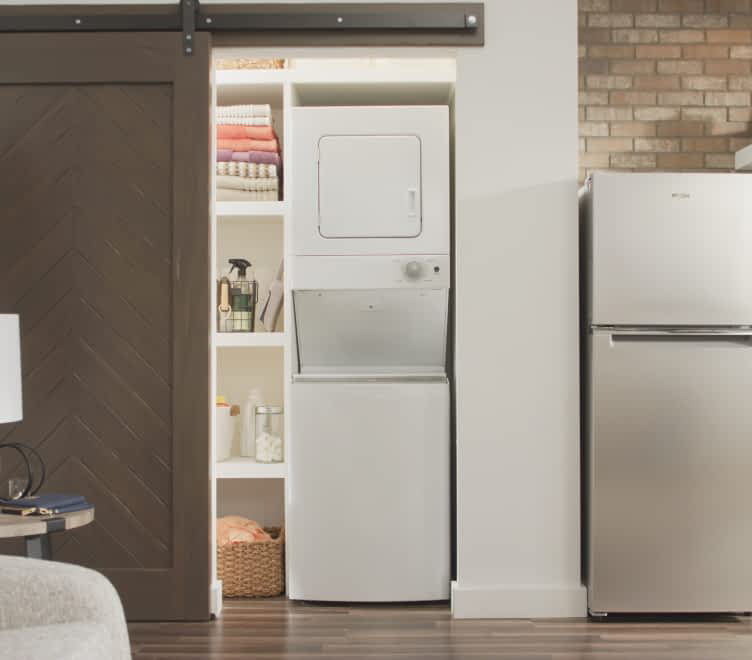 A Whirlpool® Stacked Laundry Center