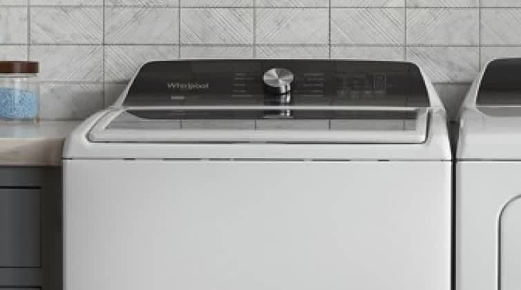 A Whirlpool® Top Load Washer with a White Finish