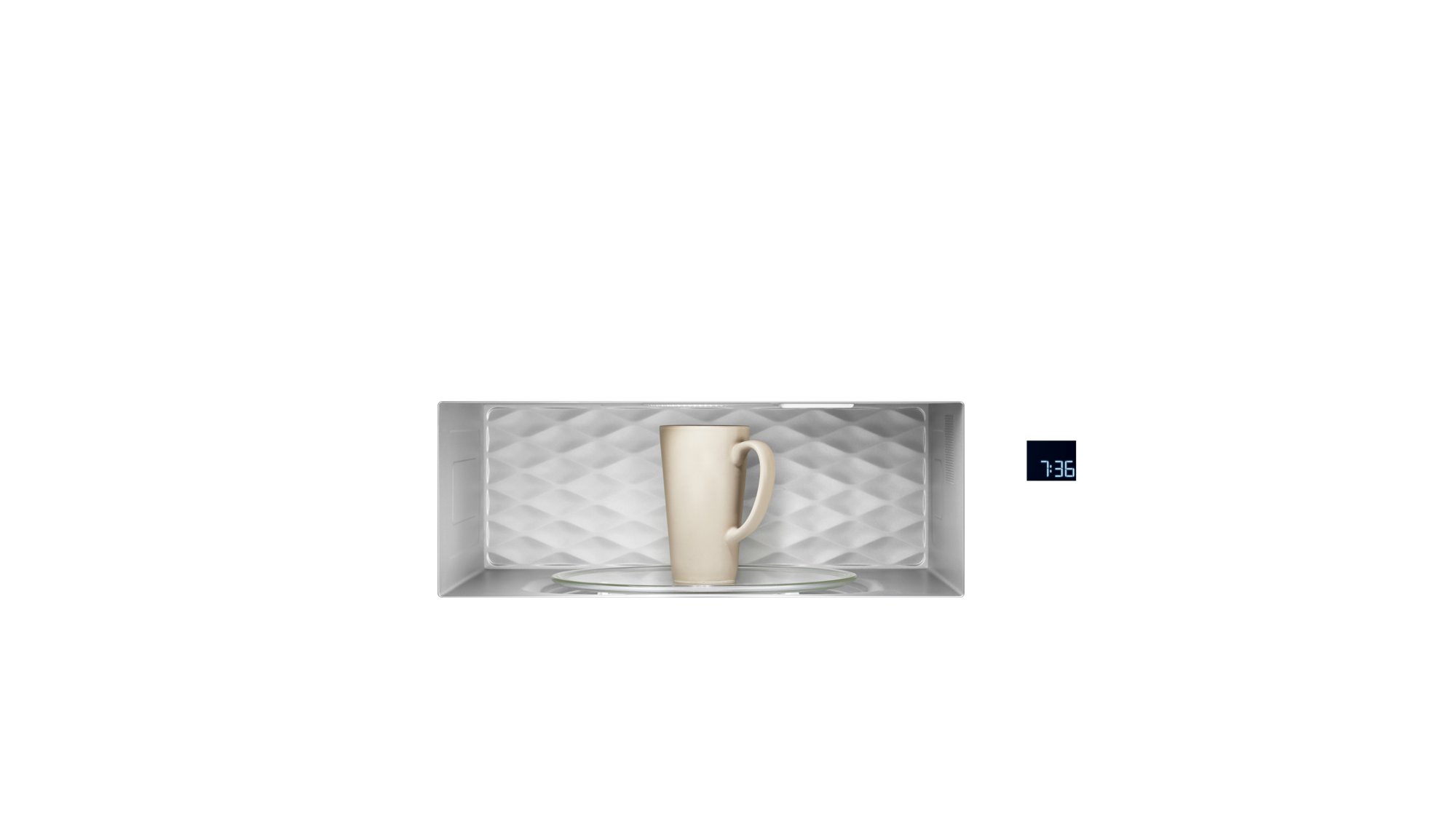 Our compact over-the-range microwave fits even tall coffee cups.