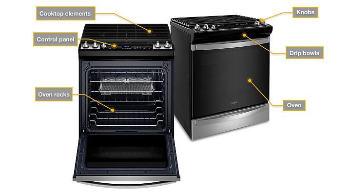 A diagram of a freestanding oven.