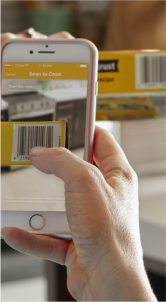 Scan a frozen food barcode and cook with the right microwave settings.