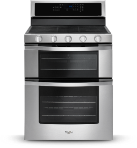 Stainless Steel 6 0 Cu Ft Gas Double Oven Range With Ez 2 Lift Hinged Grates Wgg745s0fs Whirlpool