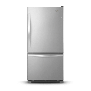 Stainless steel Bottom-Freezer refrigerator.