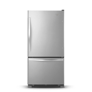 Stainless steel Bottom-Freezer refrigerator.