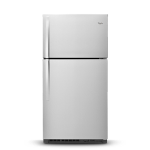 Stainless steel Top-Freezer refrigerator.