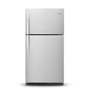 Stainless steel Top-Freezer refrigerator.