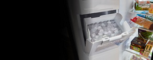 Refrigerator in-door ice bucket. Refrigerator in-door ice bucket.