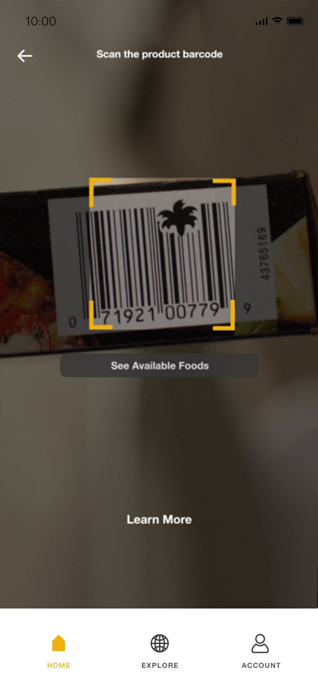 Bar code scanning on app for pizza