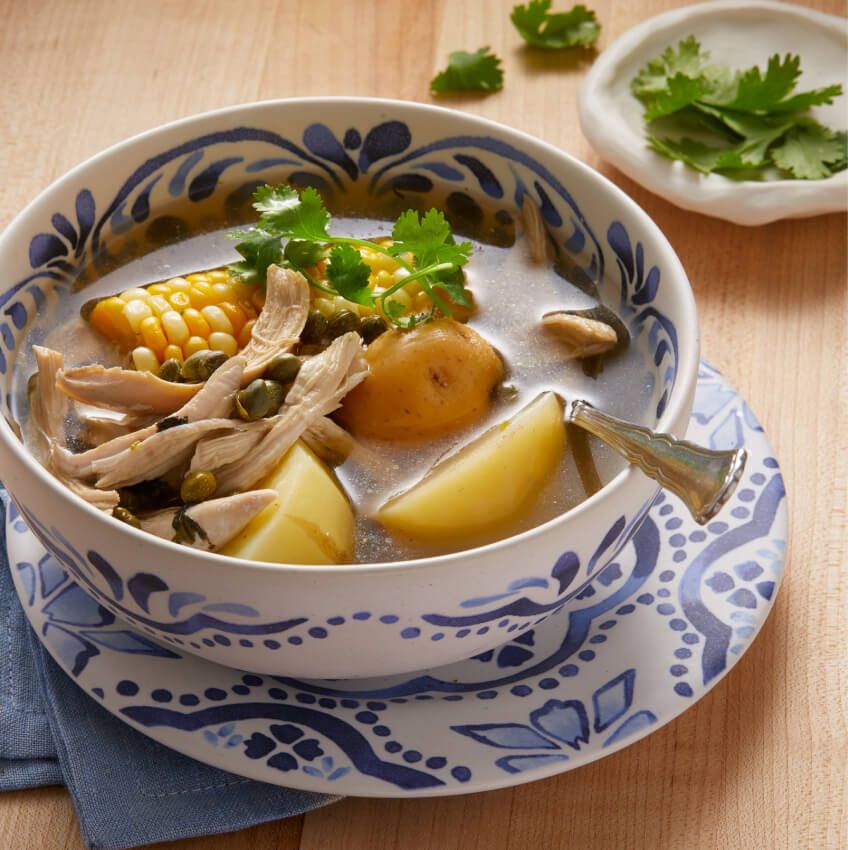 A bowl of Ajiaco (chicken, corn, and potato soup)