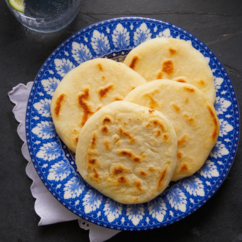 A plate of homemade Colombian Arepas