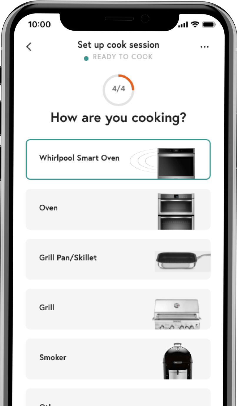 Smartphone with cooking devices on the Yummly® app screen