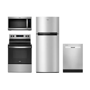 Electric Range, 28-inch Wide Refrigerator, Microwave Hood Combination and Dishwasher