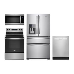 Electric Range, 36-Inch Wide Refrigerator, Microwave Hood Combination and Dishwasher