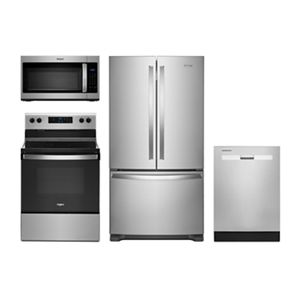 Electric Range, 36-inch Wide French Door Refrigerator, Microwave Hood Combination and Dishwasher