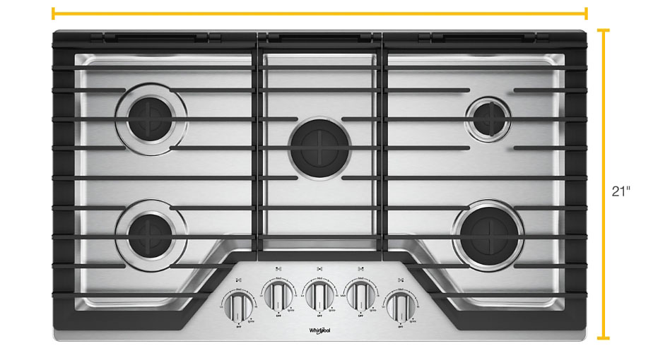 Whirlpool cooktop with five burners
