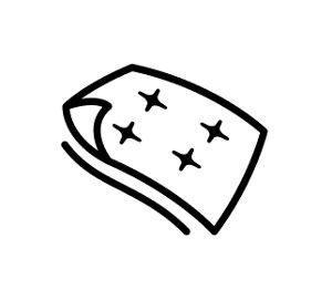 A black and white icon symbolizing a blanket cover. It features four plus signs