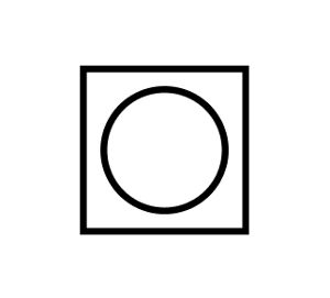 An icon for a dryer. There's a circle within a square
