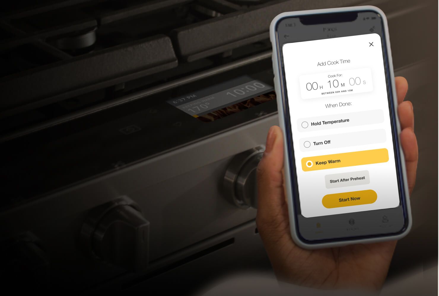 Setting oven to Keep Warm in the Whirlpool® app