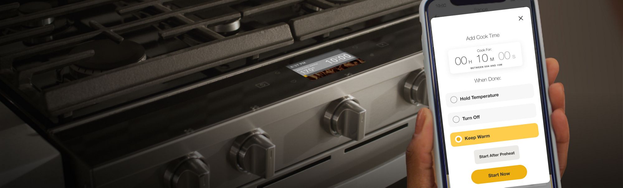 Setting oven to Keep Warm in the Whirlpool® app