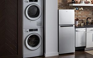 Ventless Dryer stacked on top of a washer.