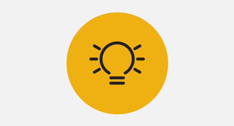 Icon of a lit up lightbulb. 