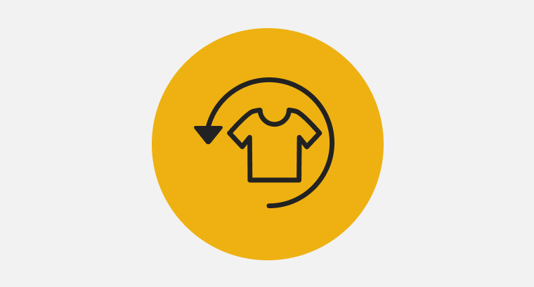 Icon with a t-shirt and a circular arrow