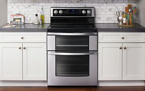 Gas range with double oven and air shop fryer