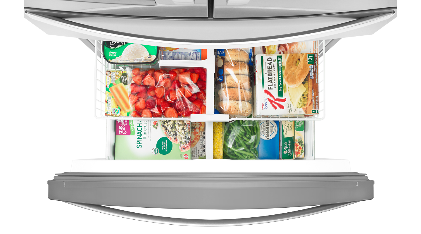 An open fridge freezer compartment