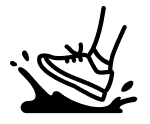 Sneaker stepping in a puddle icon