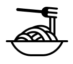 Bowl of spaghetti with a fork icon