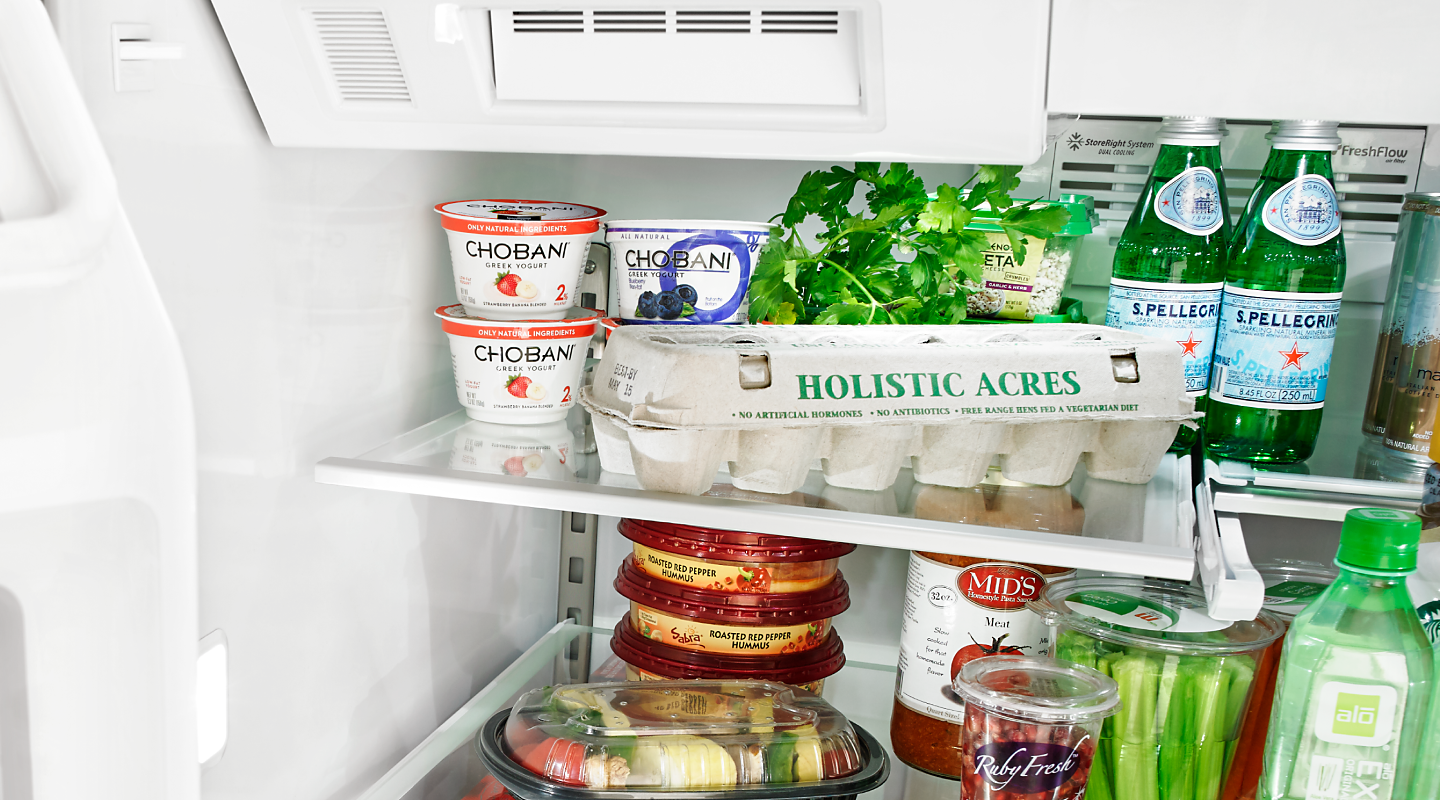 fridge freezing food in back