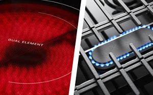 Gas and electric cooktop burners