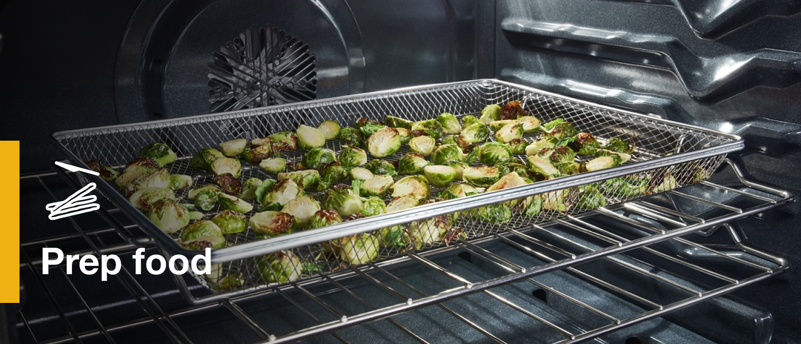 Brussels sprouts on an air fryer basket